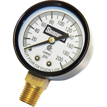 Simmons 1/4 In. MPT Fitting 200 psi Pressure Gauge 1309